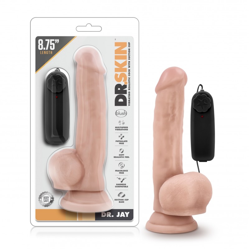 Dr. Skin - Dr. Jay - 8.75 Inch Vibrating Cock With Suction Cup - Flesh